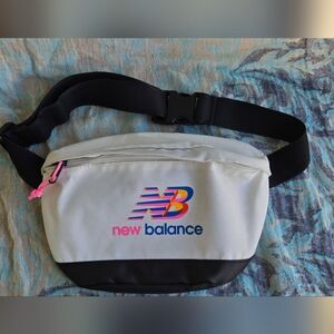 New Balance White & Black Waist Bag with Multicolor Logo